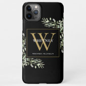 Gouden Monogram Elegante Moderne Groene Tinten Zwa iPhone Hoesje (Achterkant)