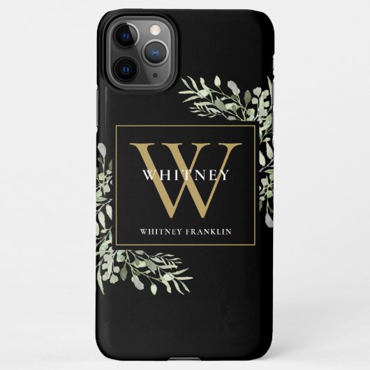 Gouden Monogram Elegante Moderne Groene Tinten Zwa iPhone Hoesje (Achterkant)