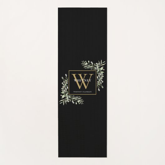 Gouden Monogram Elegante Moderne Groene Tinten Zwa Yogamat (Voorkant)