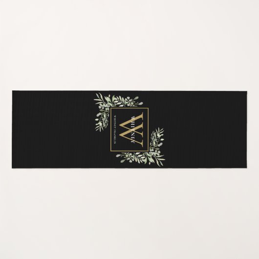 Gouden Monogram Elegante Moderne Groene Tinten Zwa Yogamat (Voorkant (horizontaal))