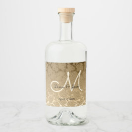 Gouden Monogram Elegante Moderne Trouwdag Likeurfles Etiket