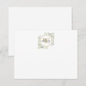 Gouden Monogram Elegante Script Groene Tinten Notitiekaartje (Voorkant / Achterkant)