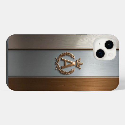 Gouden monogram embleem A iPhone Hoesje (Achterkant horizontaal)