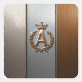 Gouden Monogram Embleem A Vierkante Sticker
