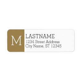 Gouden Monogram en Aangepaste Naam - Retouradres Etiket