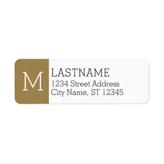 Gouden Monogram en Aangepaste Naam - Retouradres Etiket (Voorkant)
