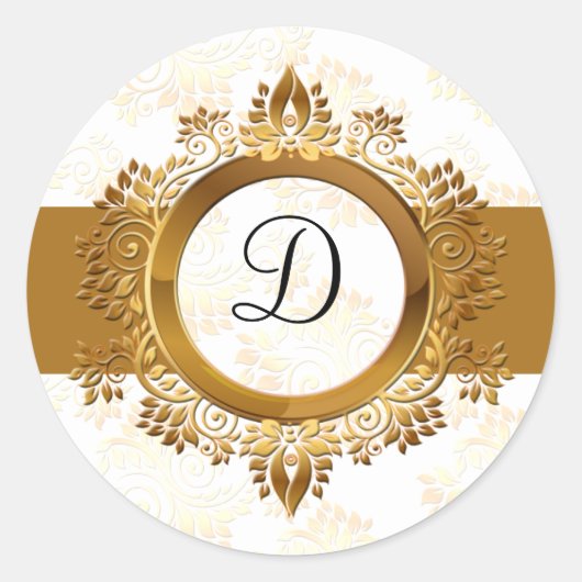 Gouden monogram envelop afdichting ronde sticker (Voorkant)