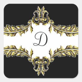 Gouden monogram envelop afdichting vierkante sticker