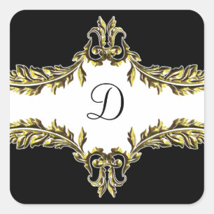 Gouden monogram envelop afdichting vierkante sticker