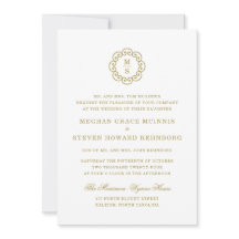 Gouden Monogram Formele Huwelijksuitnodiging