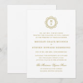 Gouden Monogram Formele Huwelijksuitnodiging Kaart (Voorkant / Achterkant)