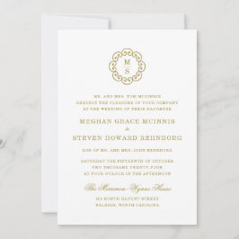 Gouden Monogram Formele Huwelijksuitnodiging Kaart