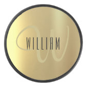 Gouden Monogram Formele Luxe Hockey Puck (Voorkant)