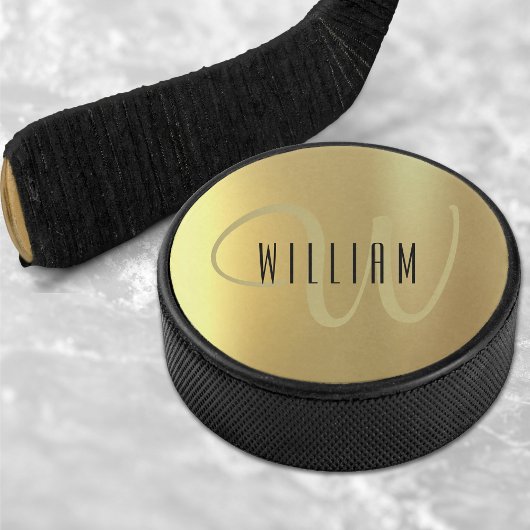Gouden Monogram Formele Luxe Hockey Puck