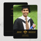 Gouden Monogram Foto Afstuderen Aankondiging/Uitno Kaart (Voorkant / Achterkant)