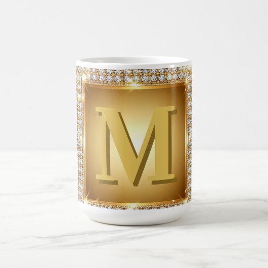 ✨ Gouden Monogram Frame Met Naam Op Maat ✨ Koffiemok (Center)