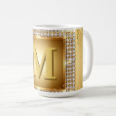 ✨ Gouden Monogram Frame Met Naam Op Maat ✨ Koffiemok (Voorkant rechts)