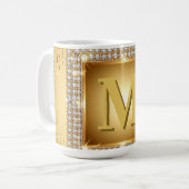 ✨ Gouden Monogram Frame Met Naam Op Maat ✨ Koffiemok (Voorkant links)