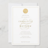 Gouden Monogram Geometrische Elegante Huwelijksuit Kaart (Voorkant)