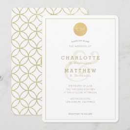 Gouden Monogram Geometrische Elegante Huwelijksuit Kaart