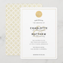 Gouden Monogram Geometrische Elegante Huwelijksuit