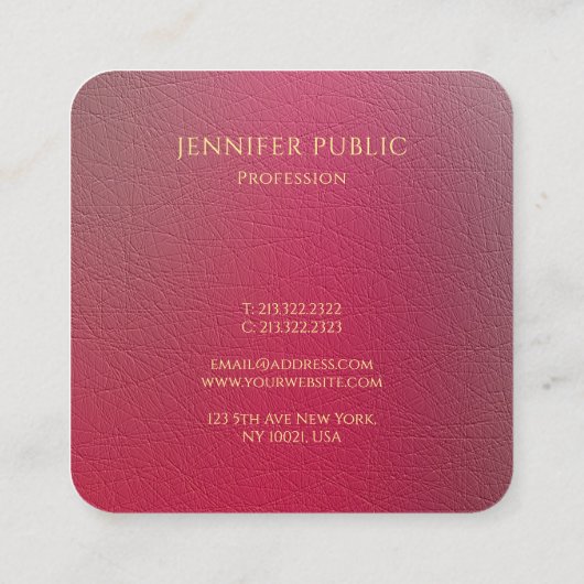 Gouden Monogram Gestructureerde Look Sjabloon Vierkante Visitekaartje (Achterkant)