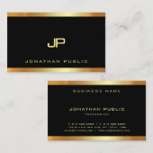 Gouden Monogram Glamour Duidelijke Moderne Luxe Pe Visitekaartje (Voorkant / Achterkant)
