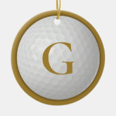 Gouden Monogram Golfbal Keramisch Ornament (Voorkant)