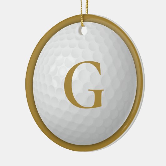 Gouden Monogram Golfbal Keramisch Ornament (Links)
