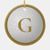 Gouden Monogram Golfbal Keramisch Ornament (Achterkant)