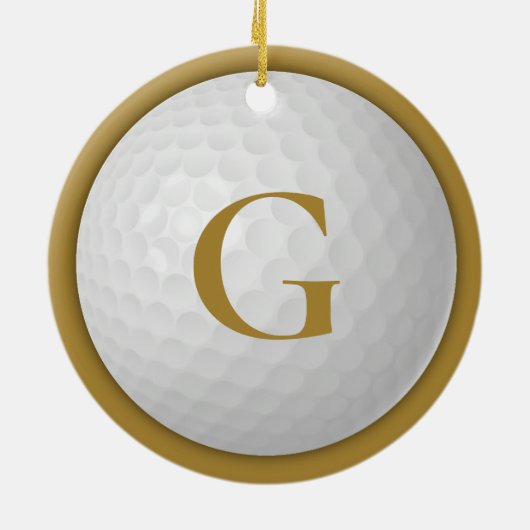 Gouden Monogram Golfbal Keramisch Ornament (Achterkant)
