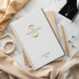 Gouden Monogram Grijs Modern Elegant Business Planner