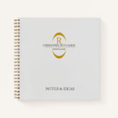 Gouden Monogram Grijs Modern Elegant Zakelijk Notitieboek (Voorkant)