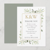 Gouden Monogram groen Baby shower gedicht Bedankkaart (Voorkant / Achterkant)