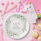 Gouden Monogram Groen Feest Viering Papieren Bordje (Feest)