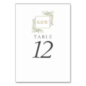 Gouden Monogram groen Trouwtafel nummers Kaart (Achterkant)