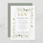 Gouden Monogram Groene Baby Shower Gedicht Bedankkaart (Voorkant / Achterkant)