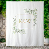 Gouden Monogram Groene Fotohal Backdrop Wandkleed