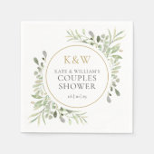 Gouden Monogram Groene Huwelijksborrel Voor Koppel Servet (Voorkant)