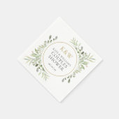 Gouden Monogram Groene Huwelijksborrel Voor Koppel Servet (Hoek)