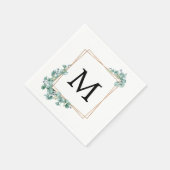 Gouden Monogram Groene Huwelijksfeest voor Koppels Servet (Hoek)