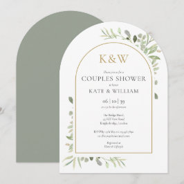 Gouden Monogram Groene Tweedekkingsboog Kaart