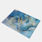 Gouden Monogram Groenelementen Blauwe Agaat Geode  Deurmat (Schuin)