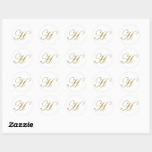 Gouden Monogram H Enveloppe Zegel Sticker (Vel)