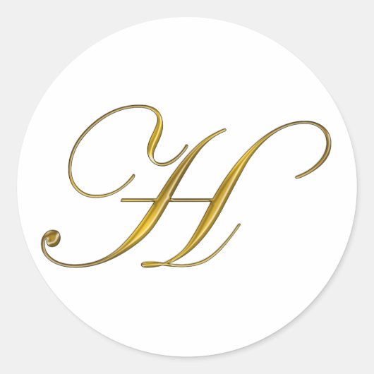Gouden Monogram H Enveloppe Zegel Sticker (Voorkant)