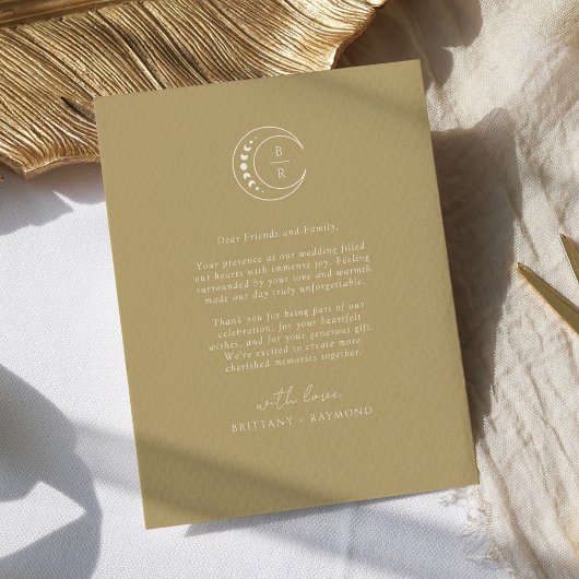 Gouden Monogram Hemelbruiloft Bedankkaart