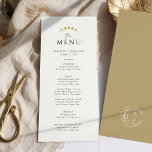 Gouden Monogram Hemelbruiloft Menu<br><div class="desc">Transformeer uw eetervaring met de "Gold Monogram Celestial Wedding Menu Kaart." Tegen een ongerepte witte achtergrond brengen de gouden hemelelementen,  vergezeld van de stijlvol eenvoudige aanpasbare initialen,  een vleugje magie in uw tafelinstellingen. Maanfasen zorgvuldig geïntegreerd in het ontwerp verhogen de eetervaring,  symboliseert de gevarieerde gangen van uw hemelse viering.</div>