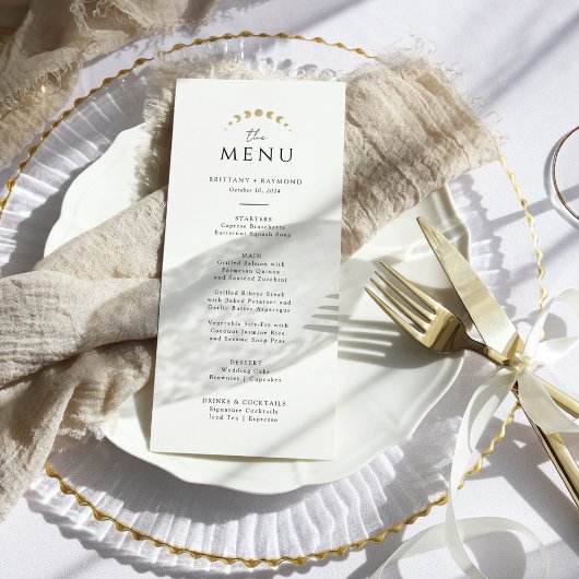 Gouden Monogram Hemelbruiloft Menu
