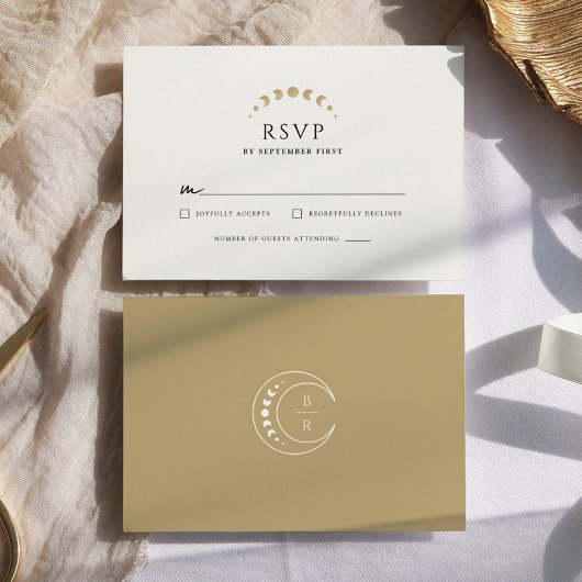 Gouden Monogram Hemelbruiloft RSVP Kaartje