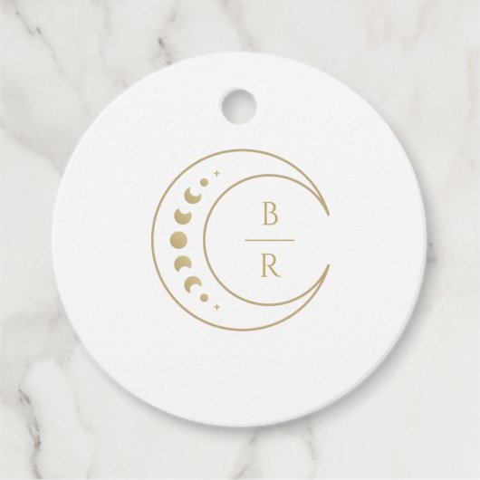 Gouden Monogram Hemelse Trouwgunstlabels  Bedankjes Labels (Voorkant)